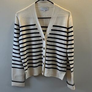 La Ligne Lean Lines Cream and Black Striped Cardigan